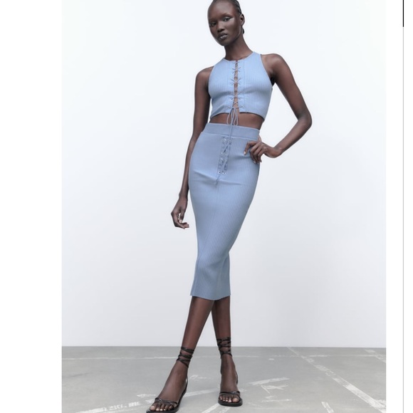 Zara Dresses & Skirts - ZARA ribbed top and matching skirt set size medium